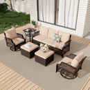 EROMMY 6 Piece Patio Furniture Set, Rattan Outdoor Sectional for Deck Backyard Porch (Khaki)-Erommy